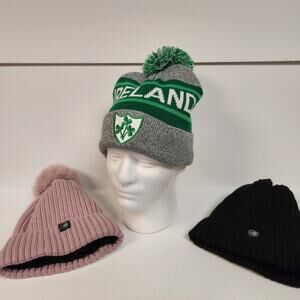 Lot of 3 Tobagans two canada gear soft lined & one Ireland pink black gray cozy